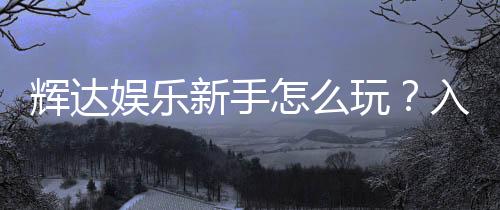 辉达娱乐新手怎么玩？入门指南与实战技巧分享